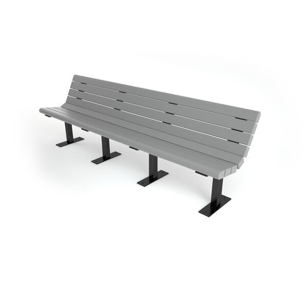 Gray 8' Jameson Bench Surface Mount w/ Black Frame, Frog Furnishings, Mfr#: PB 8GRABFJAM